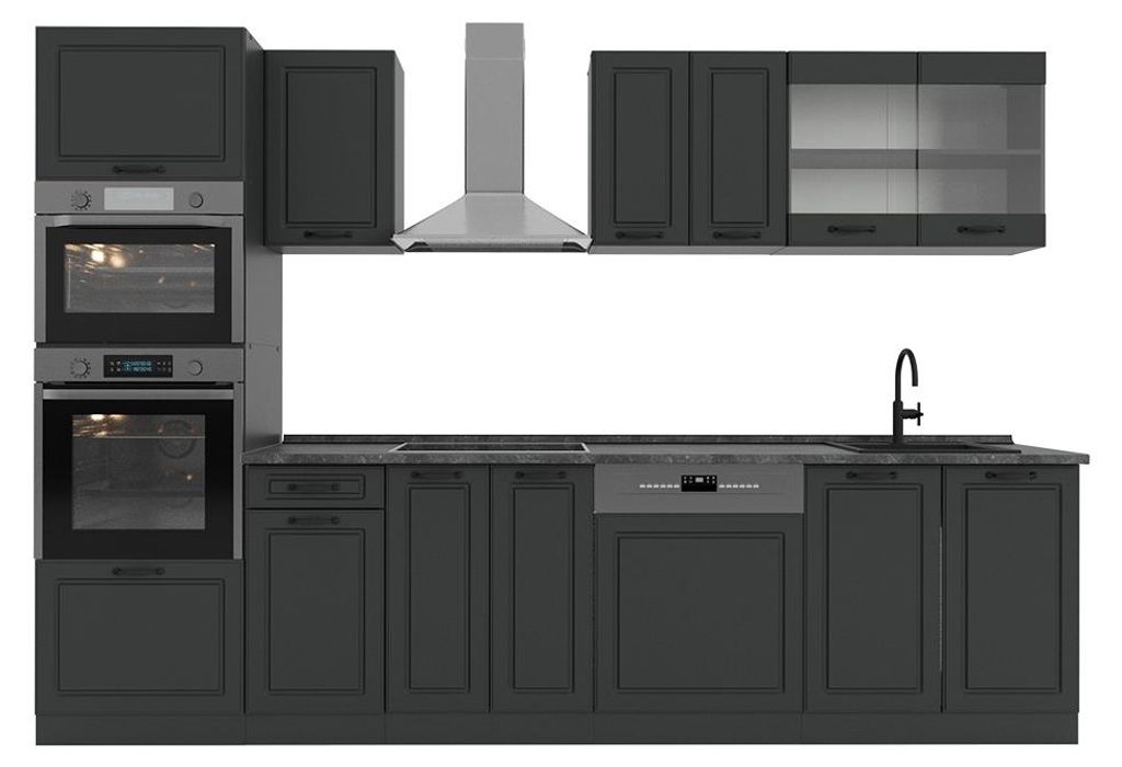Küchenzeile Vicco R-Line Anthrazit Landhaus 300 cm mit Produktbild 