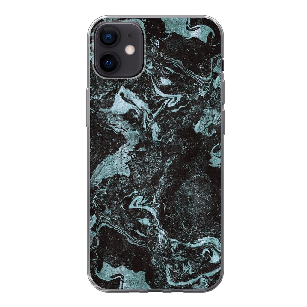 MuchoWow Handyhülle Schutzhülle Hülle für iPhone 12 mini Naturstein - Blau - Stein Silikon Softcase Handy Hülle - Bild