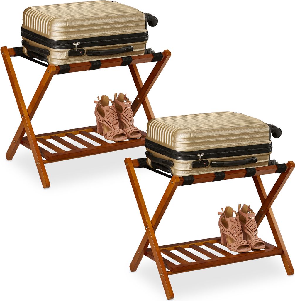 Relaxdays Kofferständer klappbar, 2er Set, Holz, H x B x T: Produktbild 