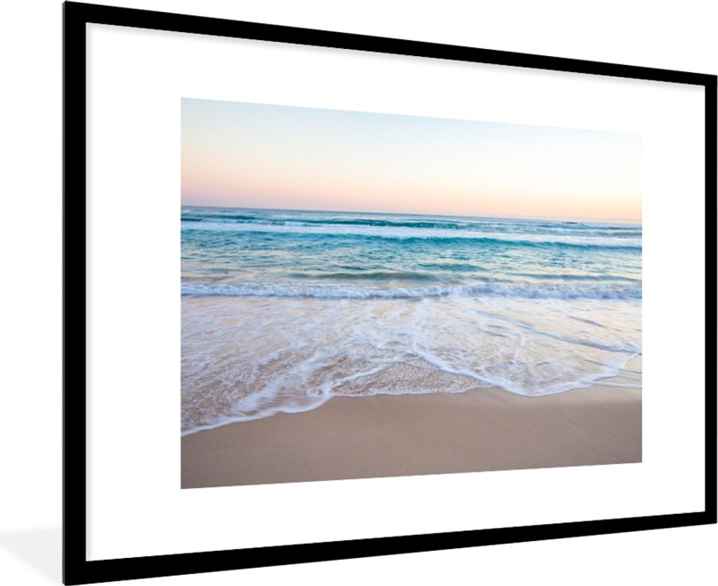 MuchoWow MuchoWow Gerahmtes Poster Strand - Meer - Pastell 90x60 cm - Poster mit zchwarzem Bilderrahmen - Wanddekoration - Fotos