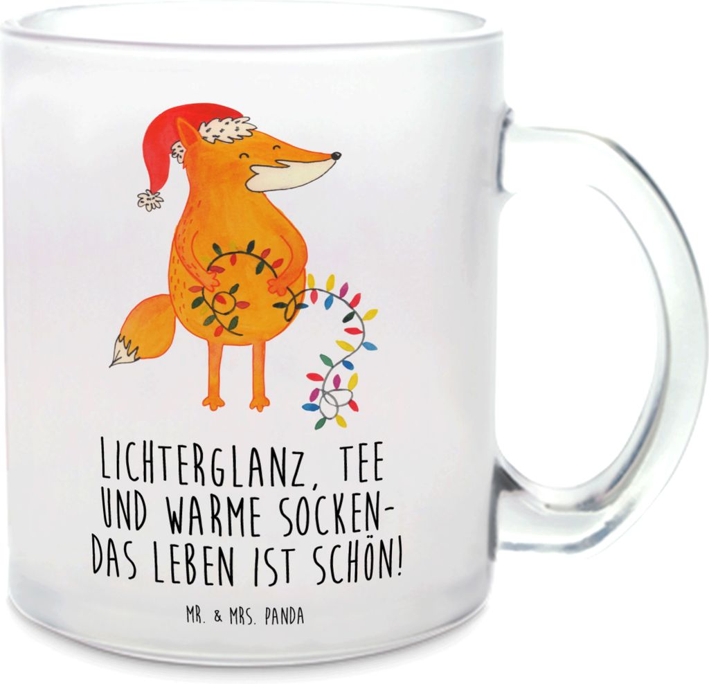 Mr. & Mrs. Panda Glasbecher Fuchs Weihnachten - Transparent - Geschenk, Nikolaus, Tee Tasse, Weihnachtsmann, Heiligabend, Teetasse, glastasse, Glas...