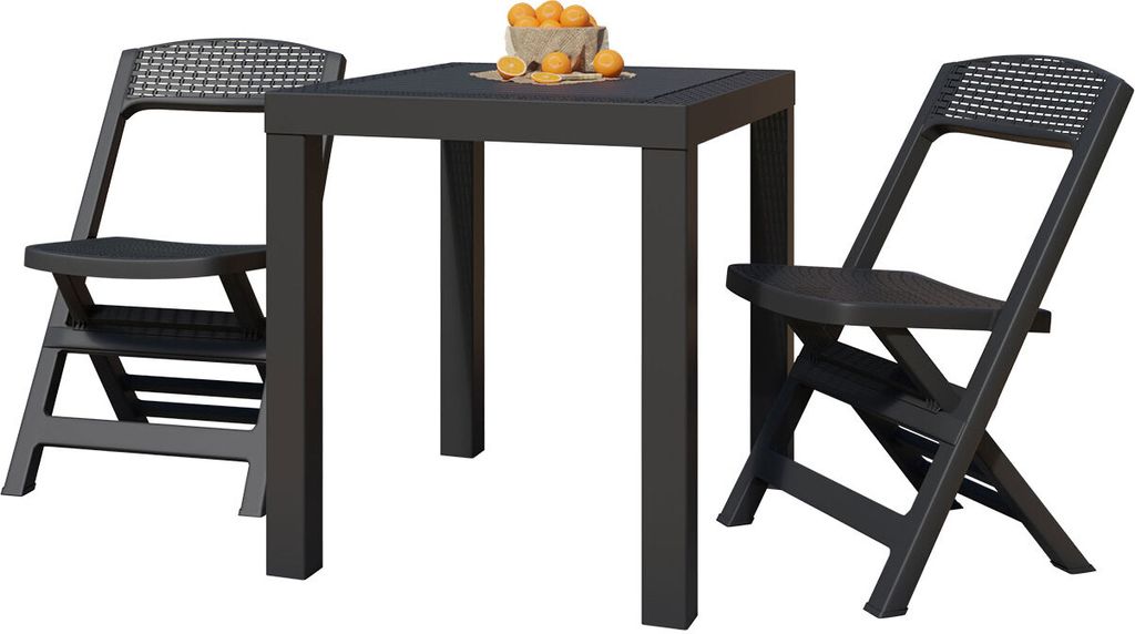 MIRJAN24 Gartenmöbel-Set Poker, Sessel x 2 Stück, Gartentisch, Eignet sich hervorragend für die Terrasse, Balkon und Garten (Farbe: Anthrazit)