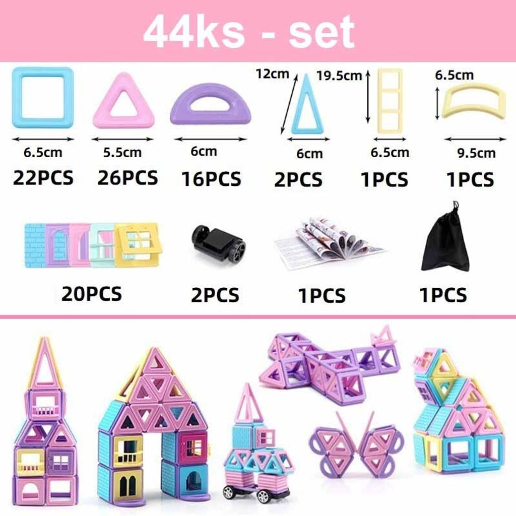 Magnetická stavebnica 44ks - Magnetic Building Blocks Obrázok produktu 