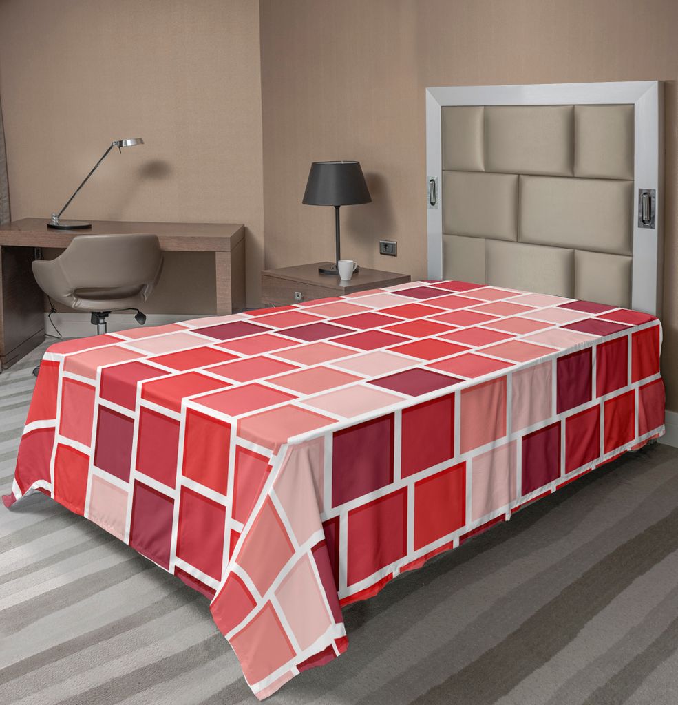 ABAKUHAUS Geometrisch Bettlaken, Fliesen Rechteck Quadrat Würfel Vertikale Linien Geometrische Formen Periodisch, weiches bequemes oberes Bettlake...