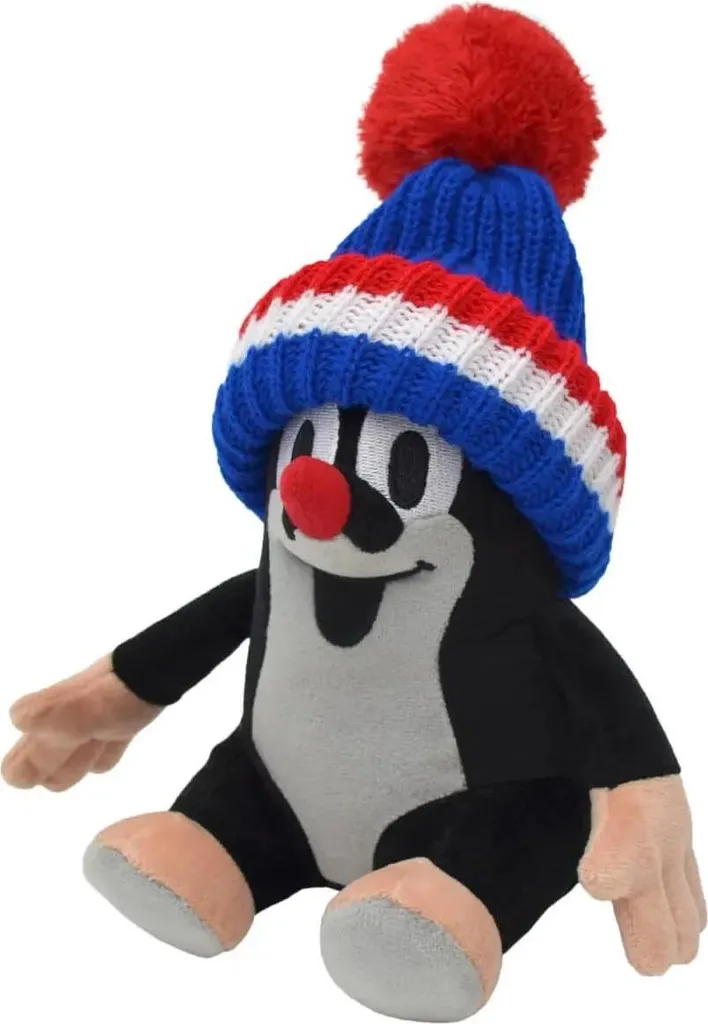 Taupe parlante sonore avec casquette bleue tricolore, jouet éveil 1 an