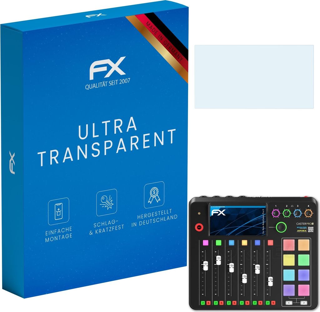 atFoliX FX-Clear 2x Schutzfolie kompatibel mit Rode RodeCaster Pro II Displayschutzfolie