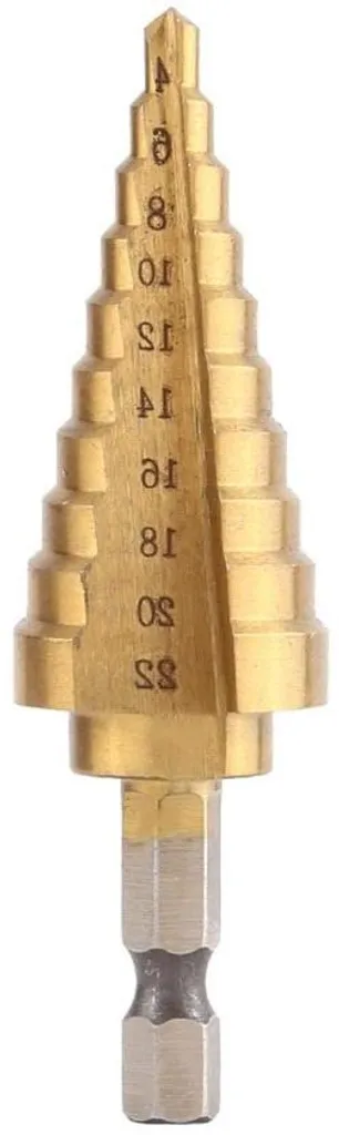 Foret étagé HSS titane 4-22 mm haute résistance pour acier et laiton