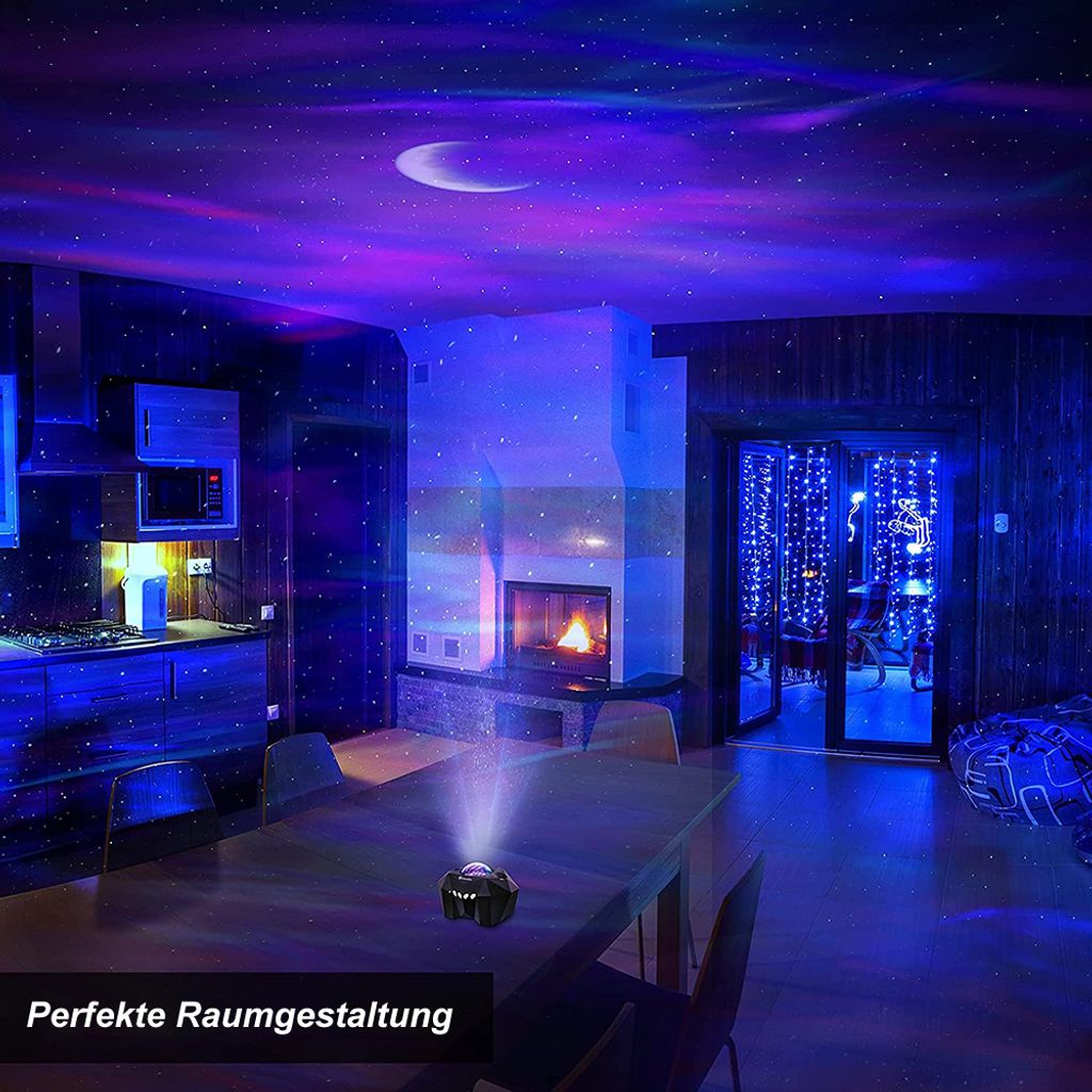 LED Nachtlicht Projektor Mit Aurora Borealis & Sternen – Mit Bluetooth-Lautsprecher & Fernbedienung – Für Kinderzimmer & Entspannung