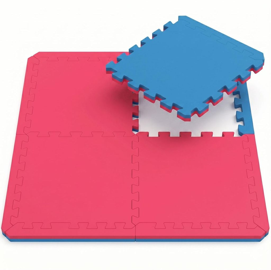 4 Bodenmatten 63x63cm 2cm Puzzlematte Fitnessmatte Sportmatte Gymnastik Rot Blau