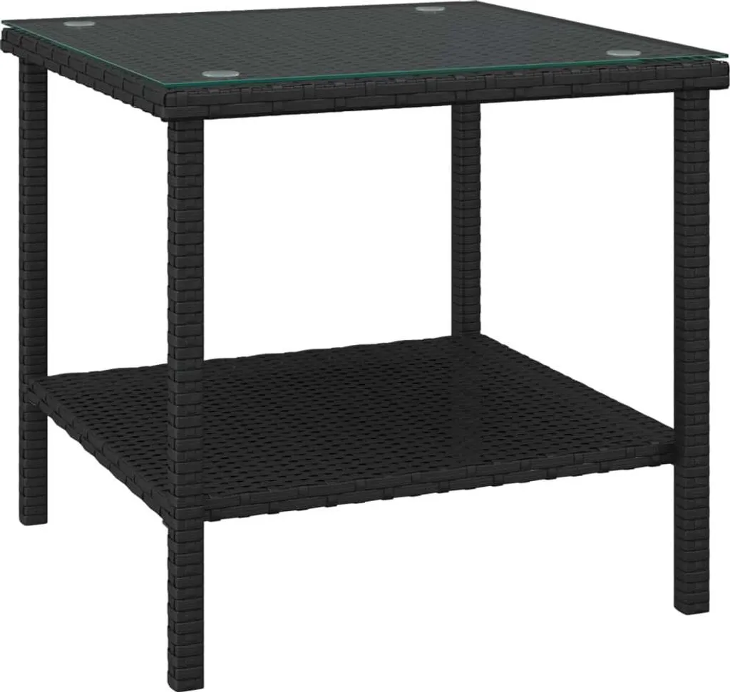 Tavolino da Giardino vidaXL Nero 45cm: Stile Rattan e Vetro per Te - 3