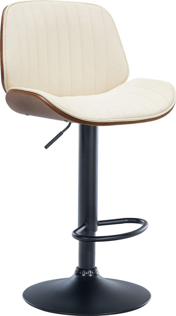Barhocker mit Kunstlederpolsterung – Elegance – Höhenverstellbares und stützendes Design | Farbe: Walnuss/Creme