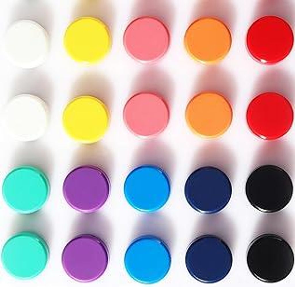 Kühlschrankmagnete, 20 Stück, 10 Farben, robuste Magnete, runde Mini-Magnete für Whiteboard und Pinnwand, Basteln & Büro