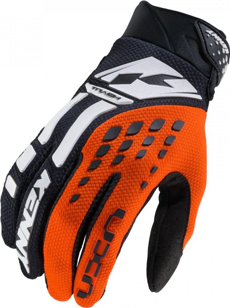Kenny Racing Track Junior Motorrad Handschuhe Schwarz-Orange-Weiß M