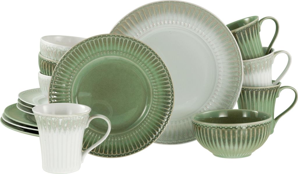 CreaTable, 24492, Celadon Bunt, Kombiservice 16-tlg, Steinzeug