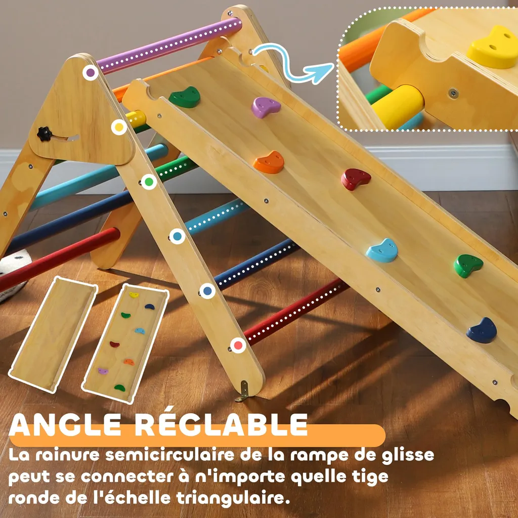 Module de motricité libre pour enfant, triangle et toboggan de salon - 8