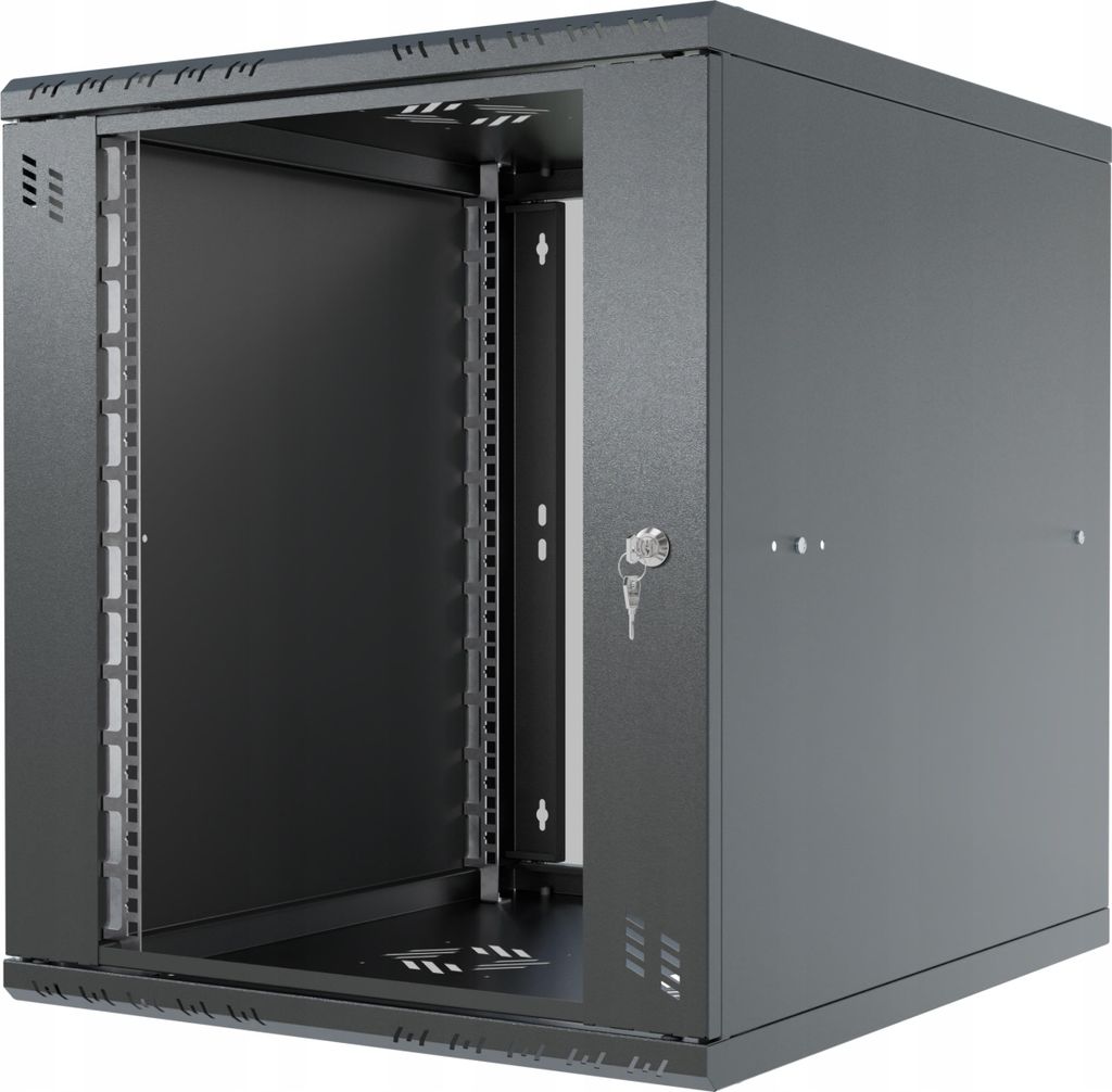 Serverschrank Netzwerkschrank 19 Zoll RACK Hängeserverschrank 12U 600mm Tür mit Glasabdeckung Schwarz Stalflex
