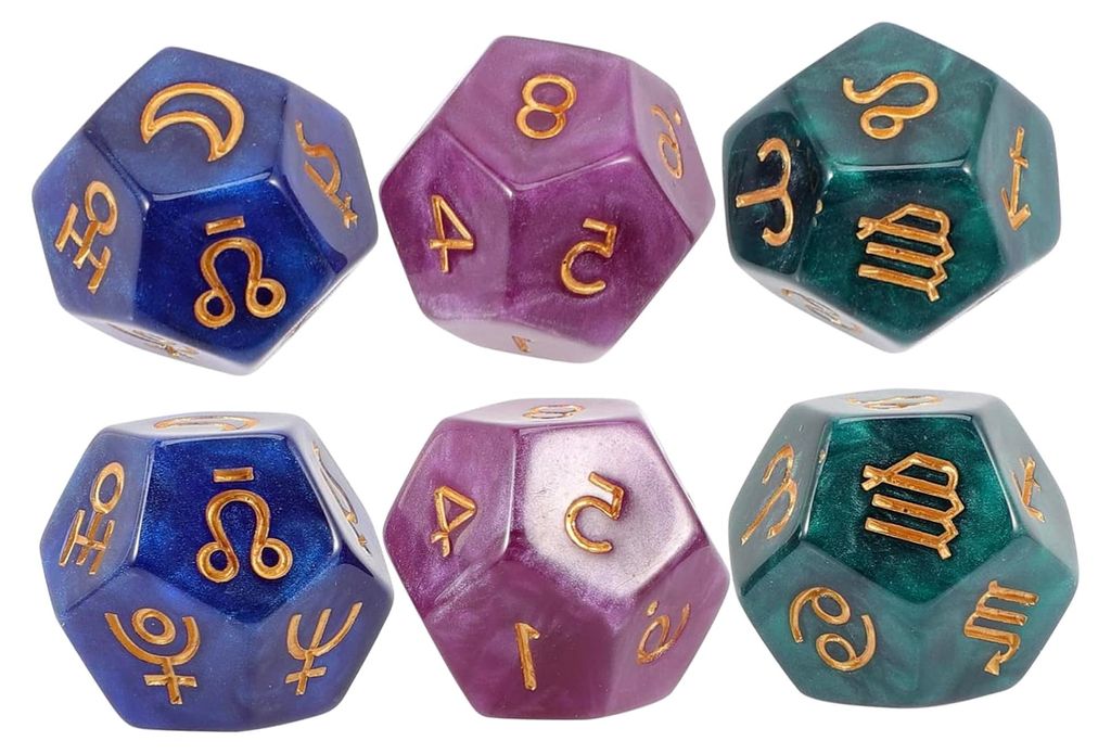 6 Stück Polyederwürfel für Tisch- und Brettspiele aus Harz, Spielwürfel für Tarot-Wahrsagung, Bunte Würfel als Spielzubehör für Partys und ...