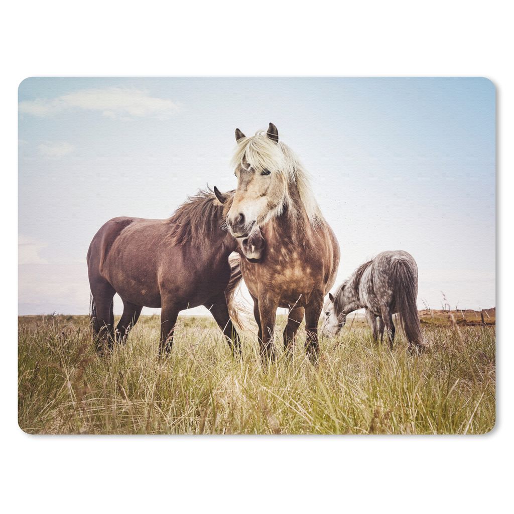 MuchoWow Mauspad Mousepad Pferde - Gras - Frühling 23x19 cm - Mousepads - Maus Mat - Pad - Mausunterlage - Schreibtischunterlage - Mauspad