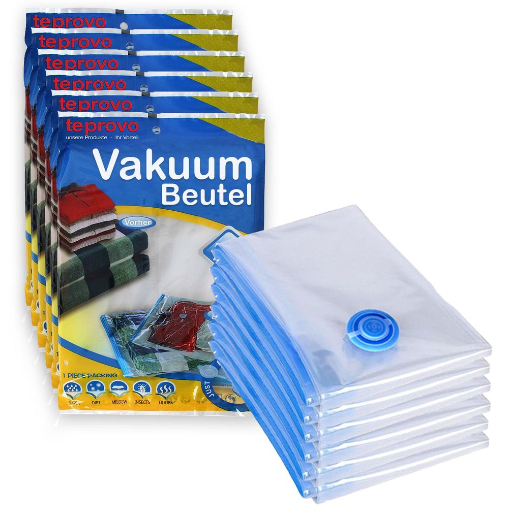 teprovo 6 Stück Vakuumbeutel für Kleidung Bettwäsche Produktbild 