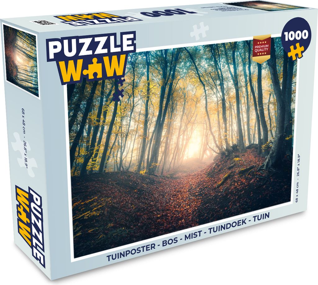 MuchoWow Puzzle 1000 Teile Wald - Nebel - Sonne - Herbst - Erwachsene - Rätsel