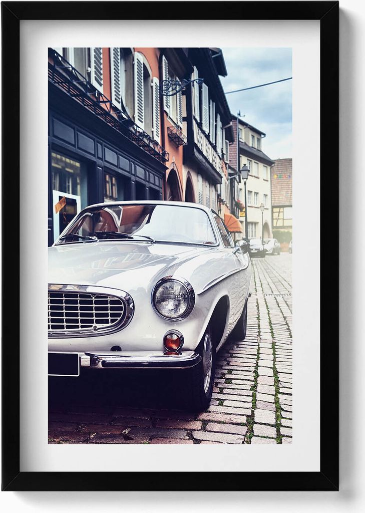 Retro-Auto– Wandbild mit Rahmen – Gerahmtes Bild – Wanddekoration – 40x60 cm – Schwarz
