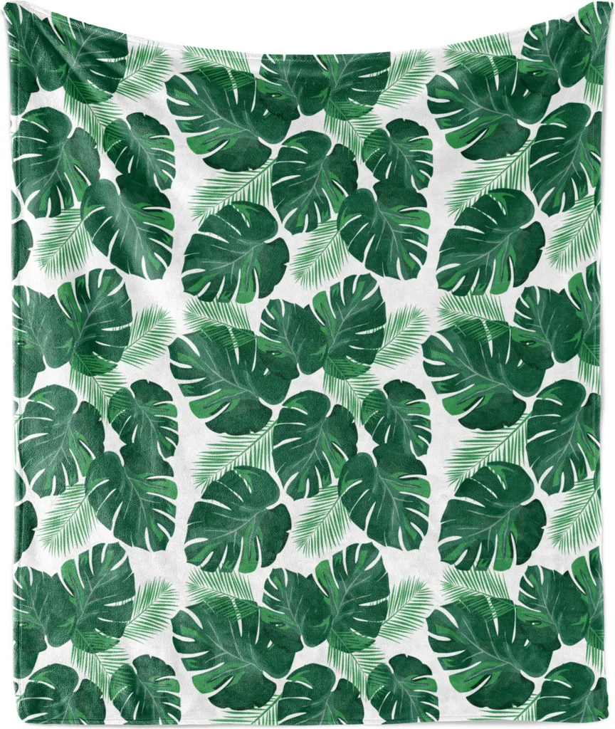 ABAKUHAUS Coperta Monstera 175x230 cm - Plaid Morbido in Flanella