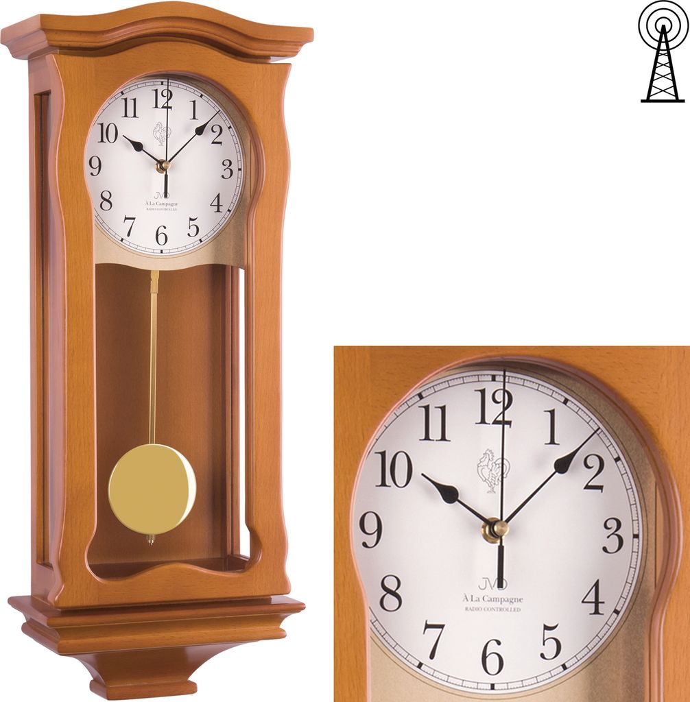 JVD NR2219/41 Wanduhr Funk Funkwanduhr Pendel Holz Produktbild