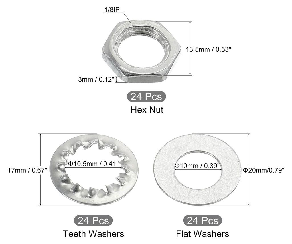 84Stk. Lampenrohr Satz Unterlegscheiben 4 Groesse 1/8IP Gewindebefestigungen fš¹r Kronleuchter Deckenleuchte Reparatur Montage DIY Hardware