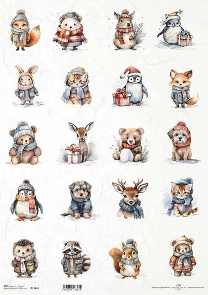Reispapier für Decoupage A3 ITD-1144L Wintertiere