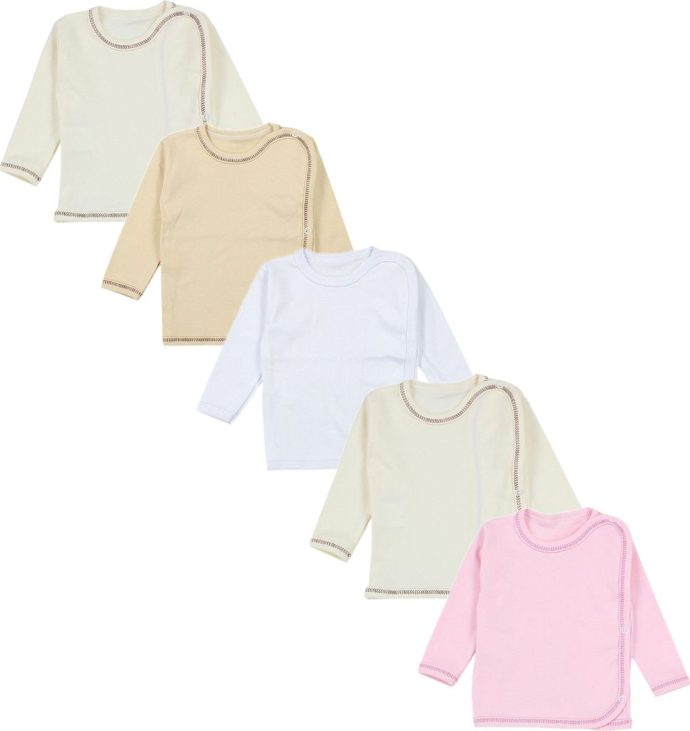 TupTam Uni Baby Wickelshirt Langarm 5er Pack, Farbe: Mädchen 2, Größe: 56