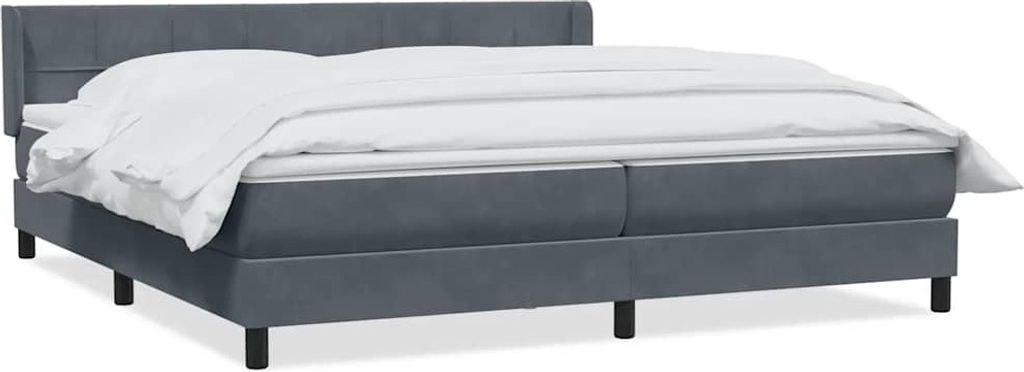 vidaXL Boxspringbett mit Matratze Dunkelgrau 180x220 cm Samt