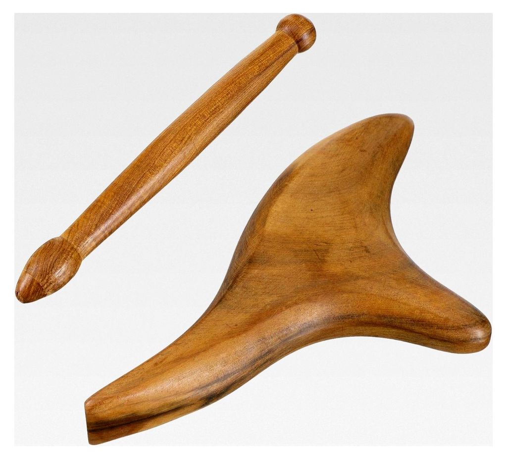 2 Stück Gua Sha Massage Holz, Dreieckige Triggerpunkt-Massagegeräte, Natürliche Massagestäbe aus Holz, Triggerpunkt-Drucker für Rücken, Nacke...