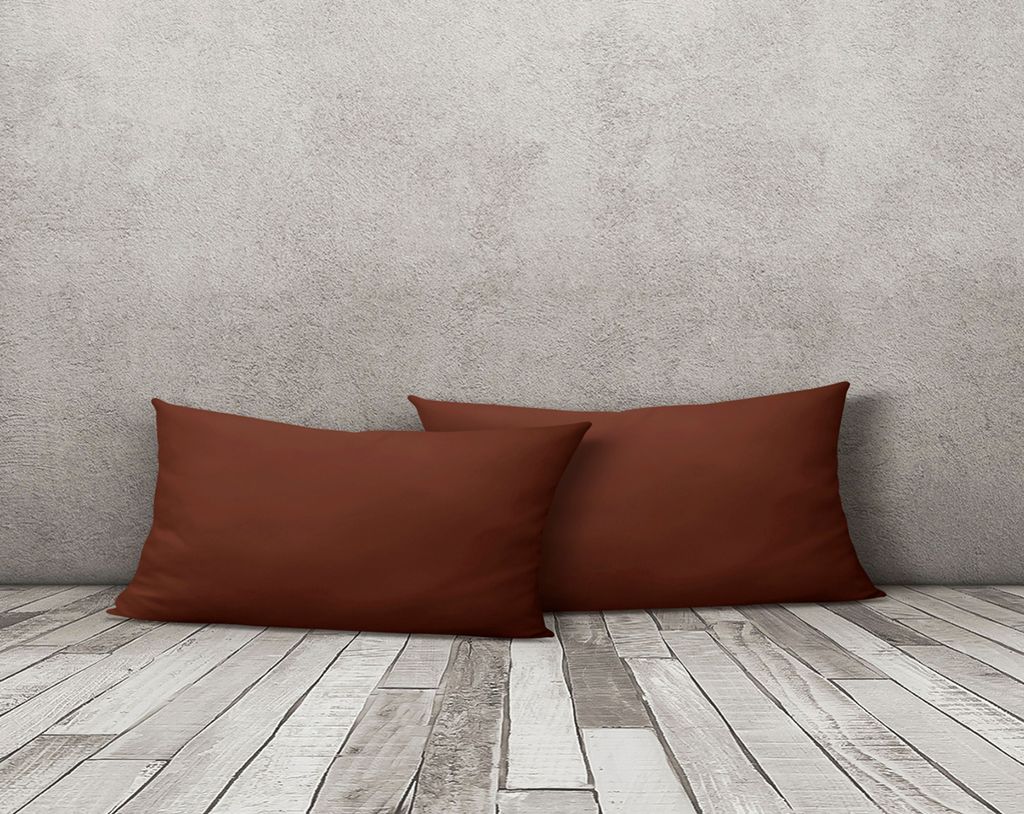 2er Pack Kissenbezug Kissenhülle 40x80 cm braun Uni Jersey Produktbild 2
