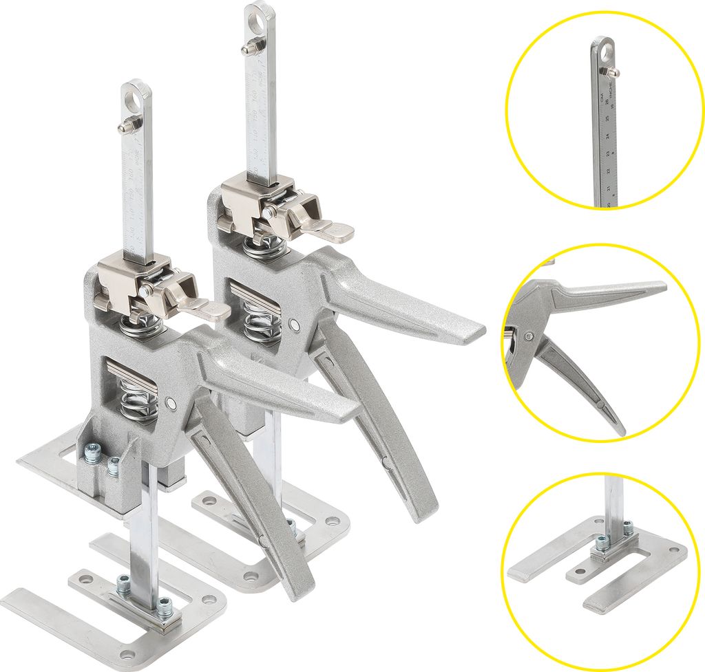 Hengda 2x Handwerkzeugheber Gipskartonplatten Hebevorrichtung Schrankheber Bis 150Kg, Einstellbar 0cm-14.5cm