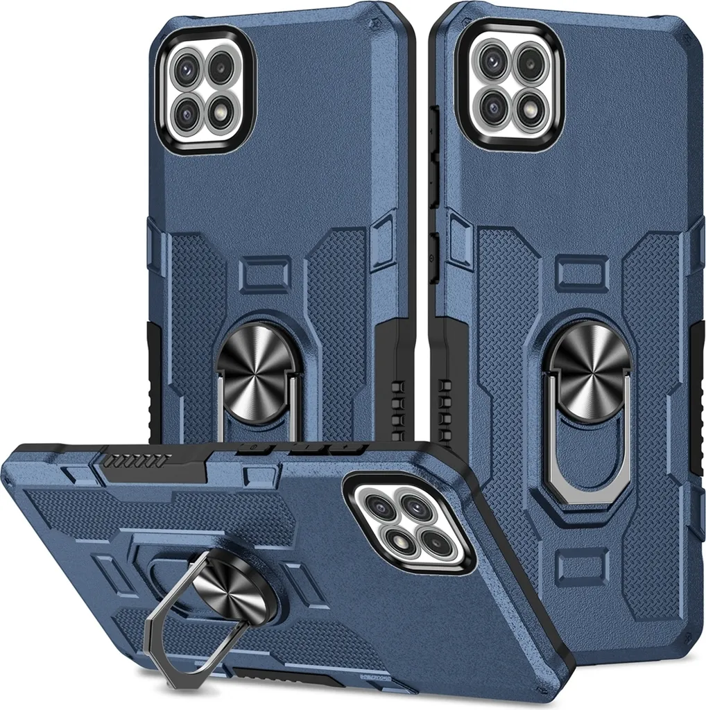 Cover Samsung Galaxy A22 5G Blu - Custodia Antiurto con Anello Supporto