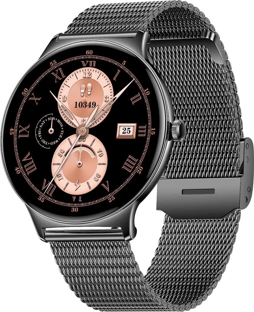 Montre Connectée Multifonction Noire en Métal - Design Sport Chic