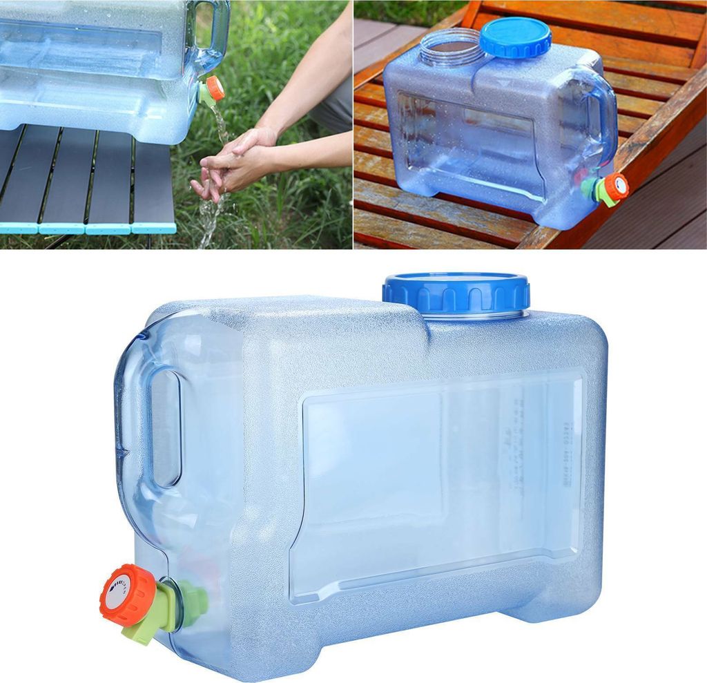 Camping Wasserkanister mit Hahn und Schraubdeckel Wasserbehälter Trinkwasserkanister Transparent Wassertank für Hiking Wohnwagen Wandern Picknick