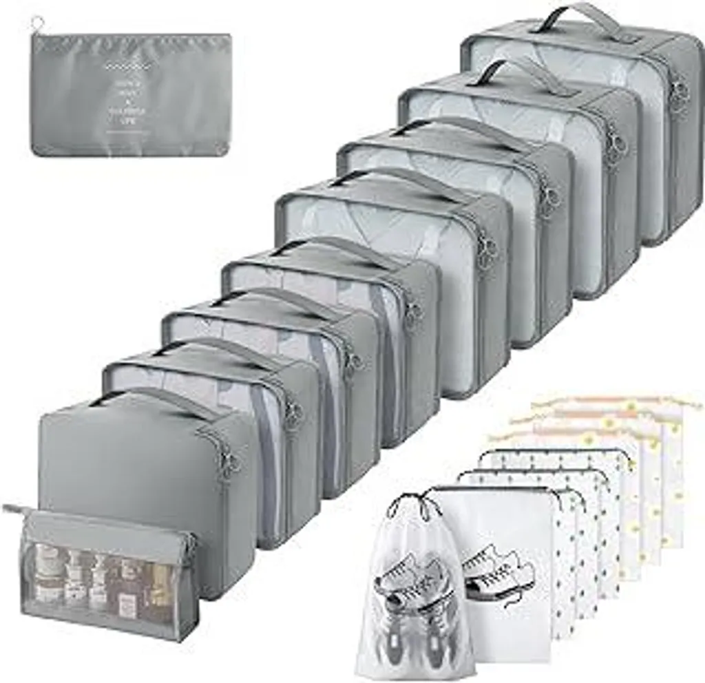 Set 18 Organizer Valigia Gemtte Grigio | Cubi Viaggio Impermeabili