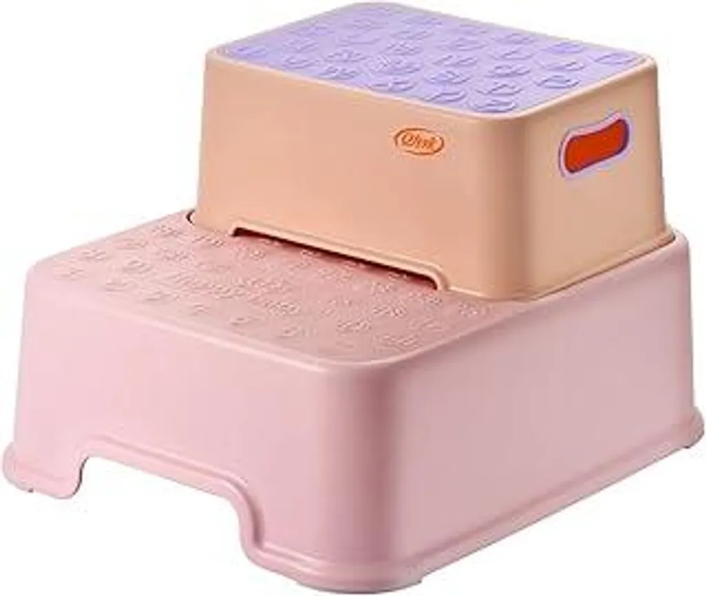 Scaletta Bambini 2 Gradini Rosa: Sgabello Separabile Multiuso - 1