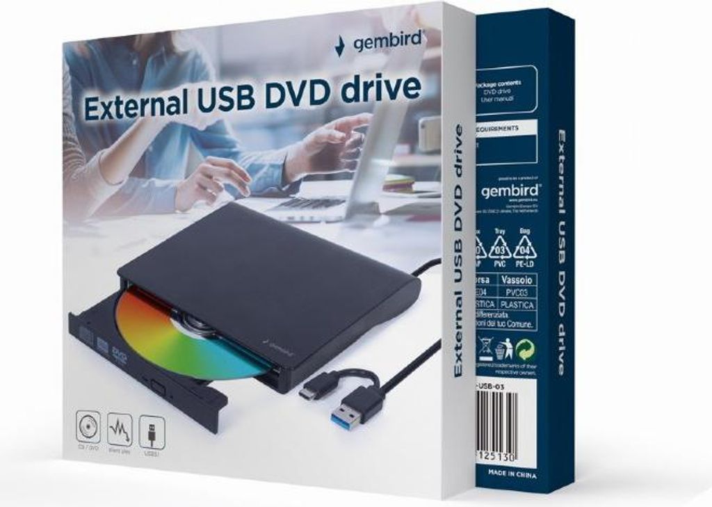 Gembird DVD-USB-031 gembird DVW EXT SLIM DVD-USB-031 black Zdjęcie produktu 