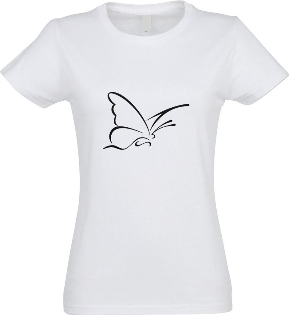 Kiwistar - T-Shirt tailliert - Damen - Weiss - Schmetterling Motiv IV - mit Motiv Bedruckt - Funshirt Design - Sport - Freizeit - Damen - M