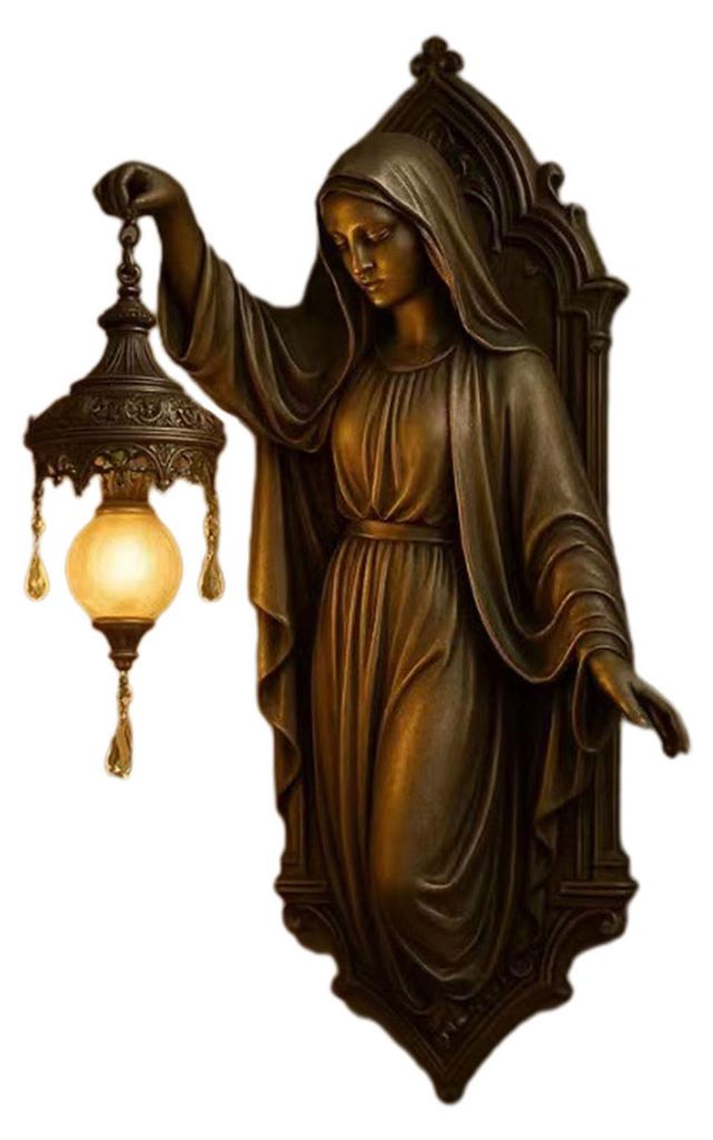 Vintage Meerjungfrauen-Wandleuchte, kunstvolle Wandleuchte für Zuhause, Büro, Wohnzimmer, Schlafzimmer, Jungfrau Maria-Harzstatue, dekoratives Na...
