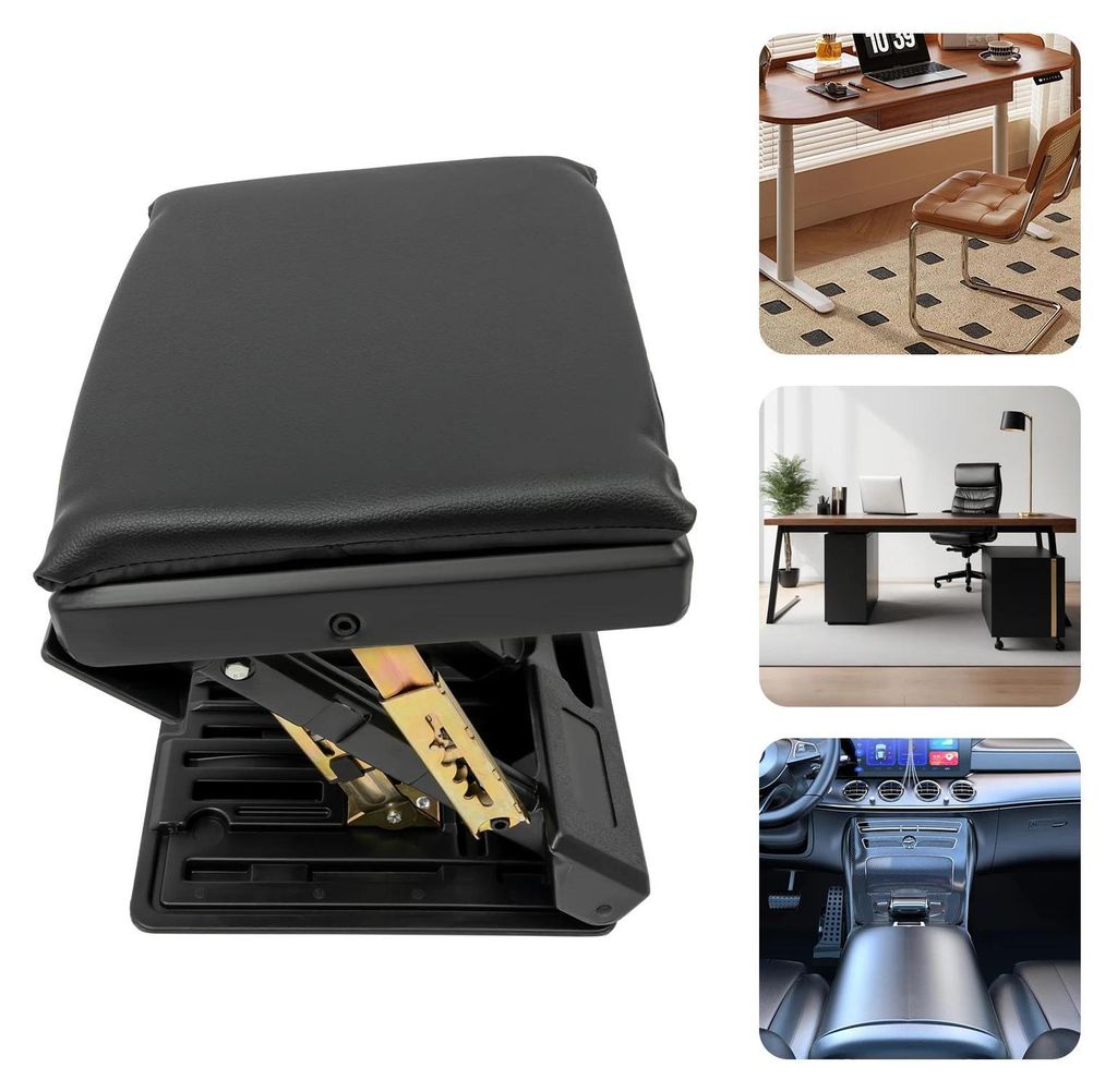 Ergonomische Fußstütze - Klappbarer Fußhocker - Vier Höhenstufen - Höhenverstellbar - Gepolstert - Metallrahmen - Tragkraft 80 kg - Schwarz