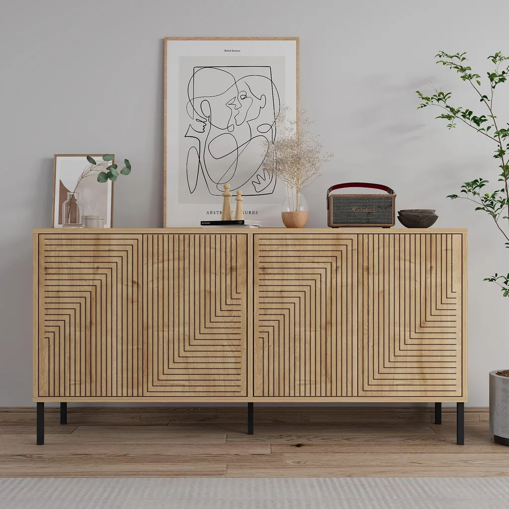 Console Skye Decor Evolet Sapphire Oak en chêne saphir 150x36x75 cm