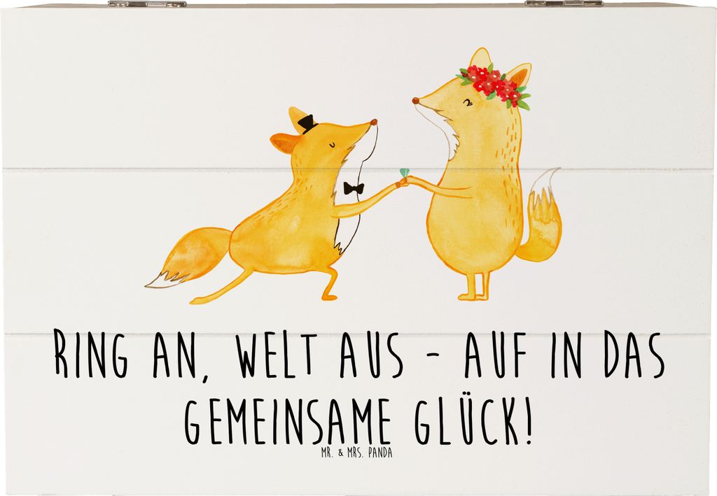 Mr. & Mrs. Panda Box Verlobung Glück 22 x 15 cm - Weiß - Geschenk, Truhe, Kiste, Holzkiste mit Deckel, fotobox, Geschenkbox, Hochtzeit, Heiraten,...