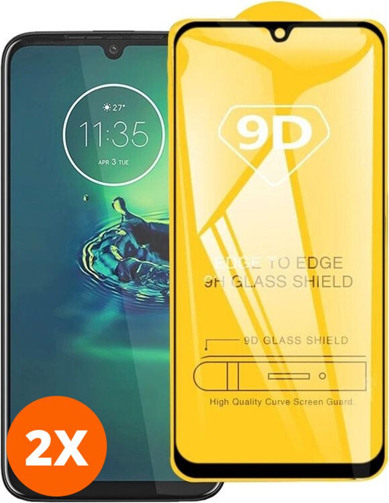 Mobigear Premium 4.99 Motorola Moto G8 Plus Panzerglas Gehärtetes Glas Displayschutz - Hüllenfreundlich - Schwarz (2er Pack)