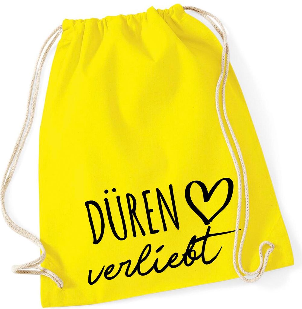 Huuraa Turnbeutel Düren verliebt 12 Liter Yellow Baumwolle Rucksack Geschenkidee