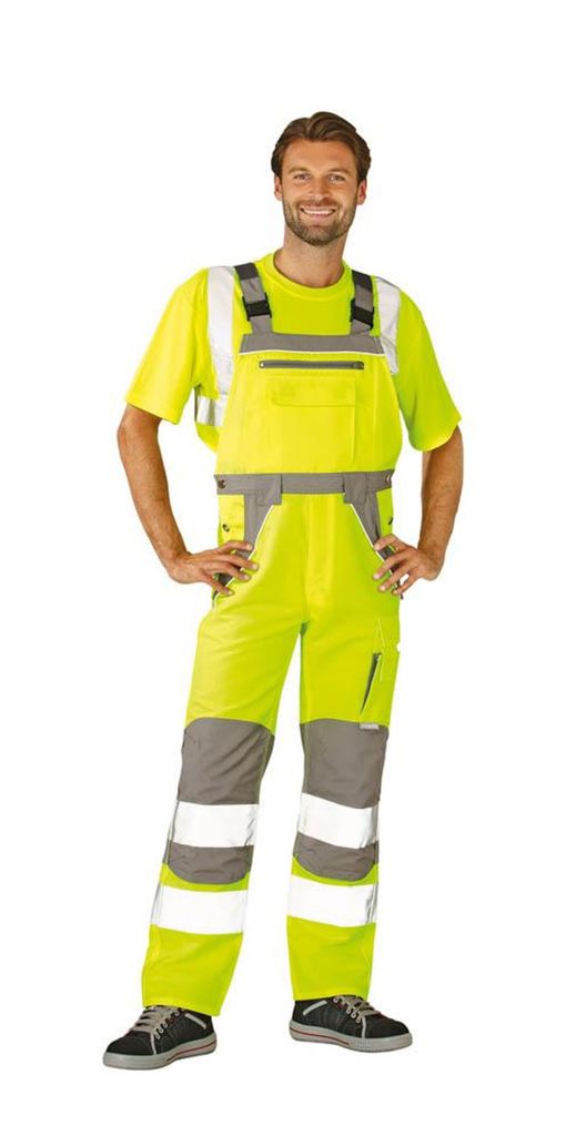 Planam Plaline Warnschutz Latzhose gelb/zink Gr. 90, 5621090