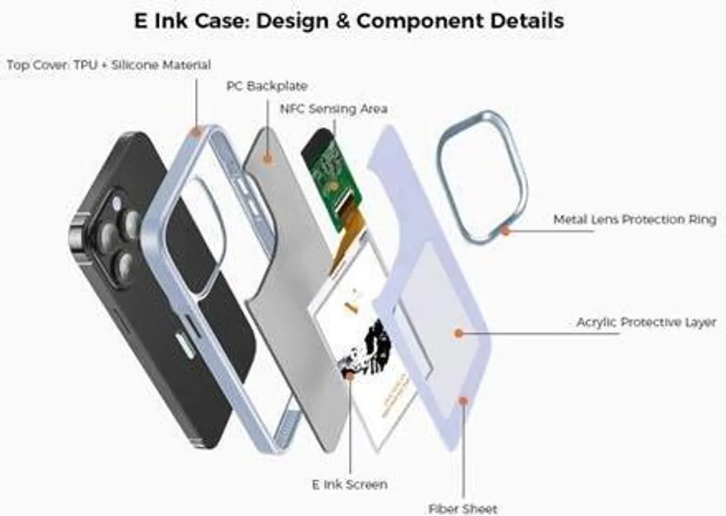 Custodia Protettiva NFC iPhone 15 Pro Max - Cover Silicone E-Ink - 4