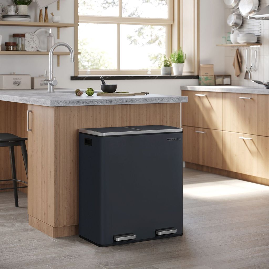 SONGMICS Mülleimer 60L mit Müllbeutel mit 2 Fächern 2 x 30 Produktbild 13
